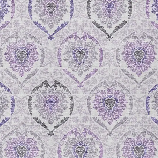 Purple Lavender And Gray Medallion Washable Indoor Outdoor Area Rug Photo 5