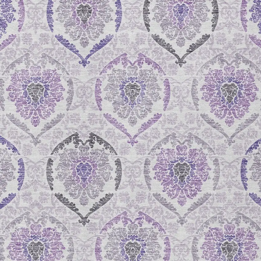 Purple Lavender And Gray Medallion Washable Indoor Outdoor Area Rug Photo 5