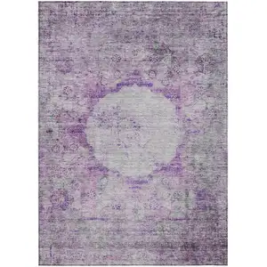 Photo of Purple Lavender And Gray Oriental Washable Indoor Outdoor Area Rug
