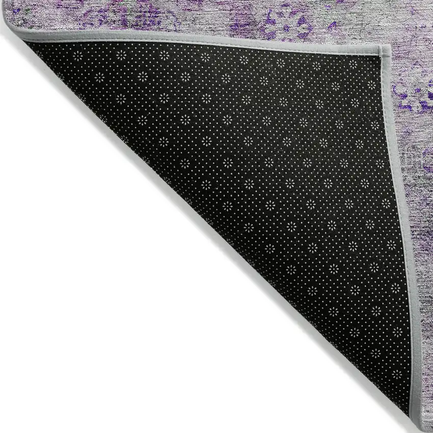 Purple Lavender And Gray Oriental Washable Indoor Outdoor Area Rug Photo 4