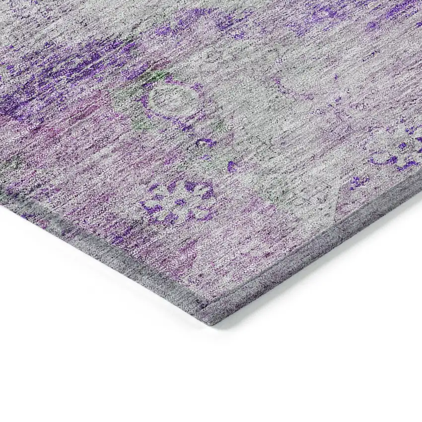 Purple Lavender And Gray Oriental Washable Indoor Outdoor Area Rug Photo 5