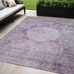 Photo of Purple Lavender And Gray Oriental Washable Indoor Outdoor Area Rug