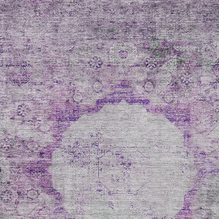 Purple Lavender And Gray Oriental Washable Indoor Outdoor Area Rug Photo 6