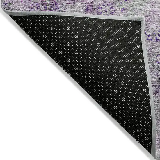 Purple Lavender And Gray Oriental Washable Indoor Outdoor Area Rug Photo 4