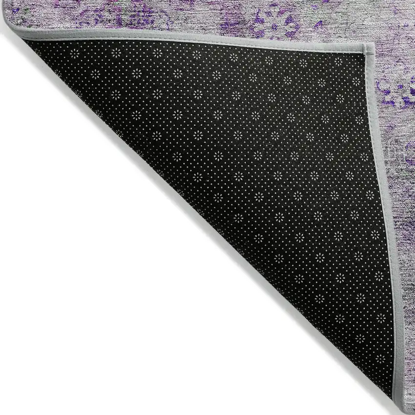 Purple Lavender And Gray Oriental Washable Indoor Outdoor Area Rug Photo 4