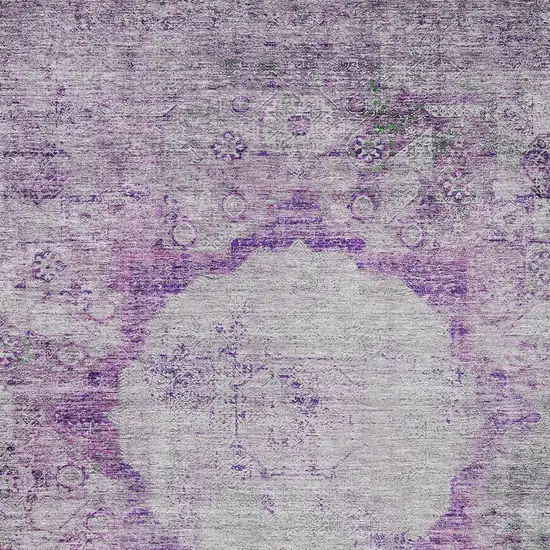Purple Lavender And Gray Oriental Washable Indoor Outdoor Area Rug Photo 6