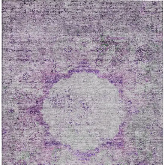 Purple Lavender And Gray Oriental Washable Indoor Outdoor Area Rug Photo 7