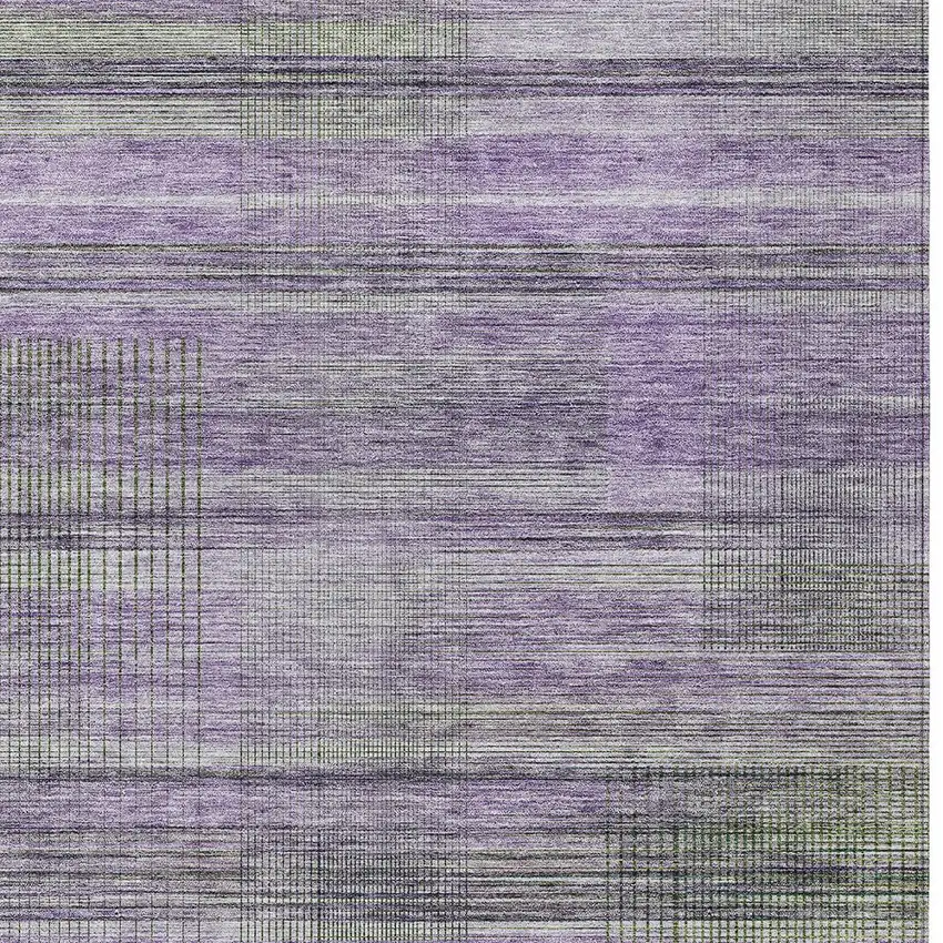 Purple Lavender And Gray Striped Washable Indoor Outdoor Area Rug Photo 6