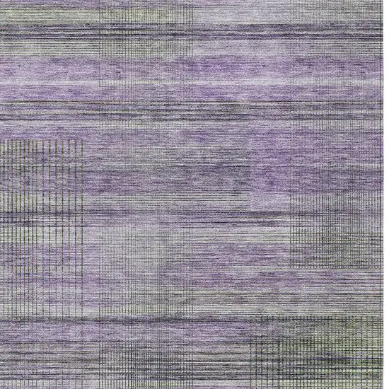 Purple Lavender And Gray Striped Washable Indoor Outdoor Area Rug Photo 6