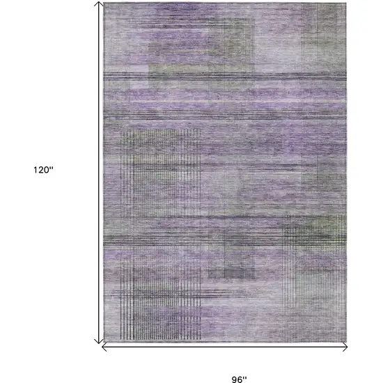Purple Lavender And Gray Striped Washable Indoor Outdoor Area Rug Photo 3