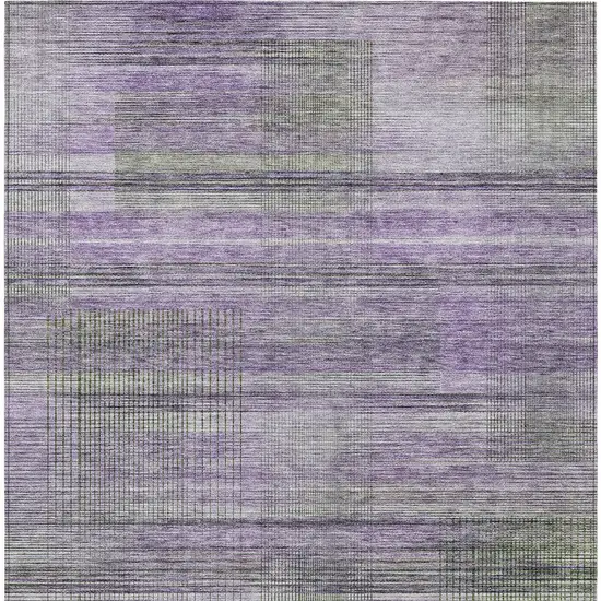 Purple Lavender And Gray Striped Washable Indoor Outdoor Area Rug Photo 6