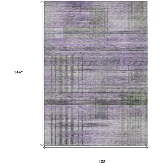 Purple Lavender And Gray Striped Washable Indoor Outdoor Area Rug Photo 3