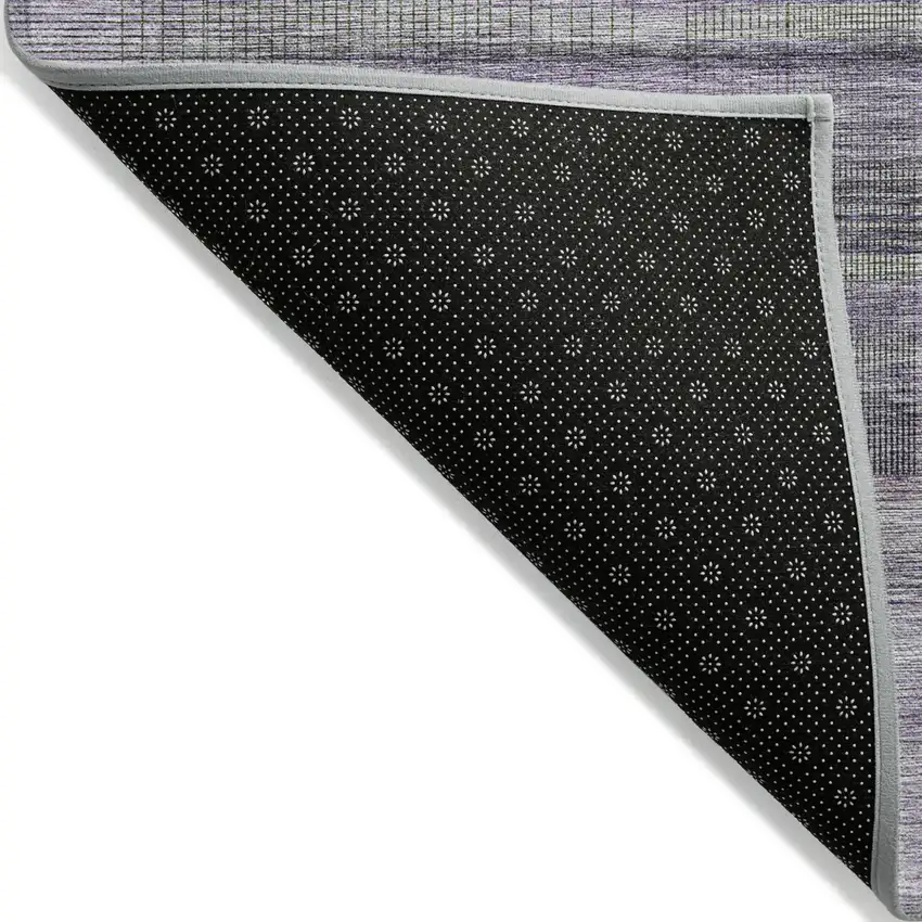 Purple Lavender And Gray Striped Washable Indoor Outdoor Area Rug Photo 4