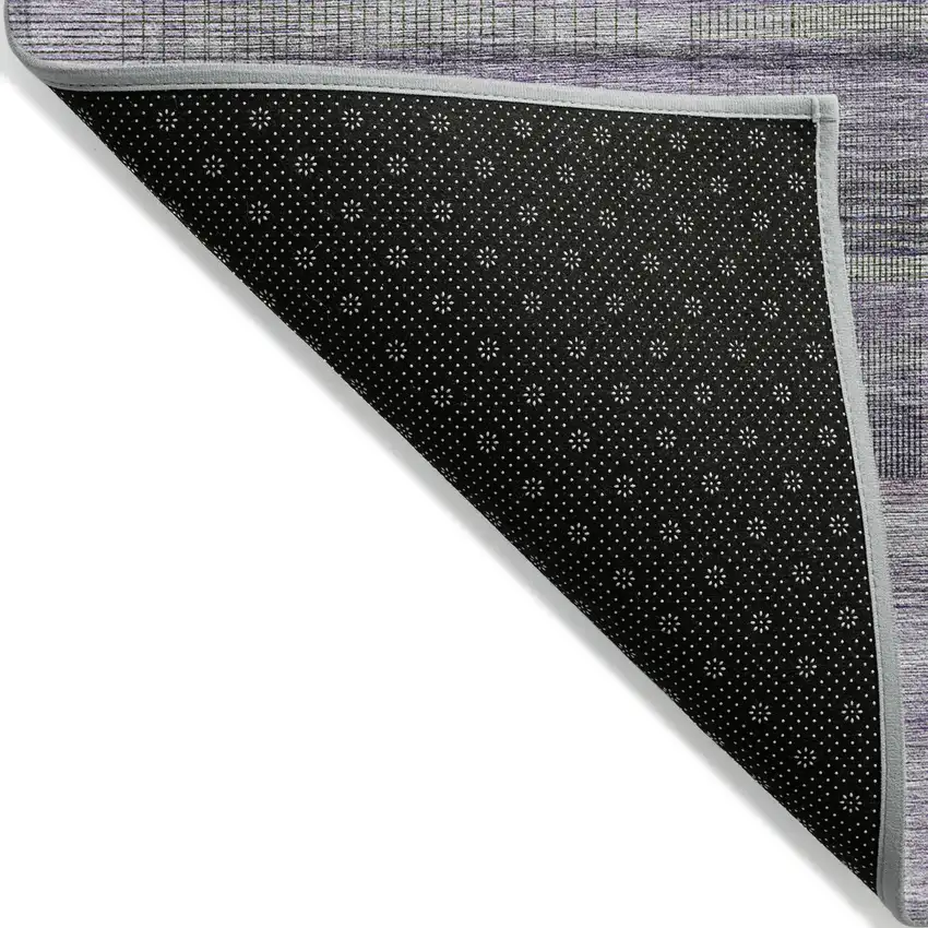 Purple Lavender And Gray Striped Washable Indoor Outdoor Area Rug Photo 4