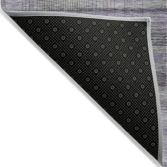 Purple Lavender And Gray Striped Washable Indoor Outdoor Area Rug Photo 4