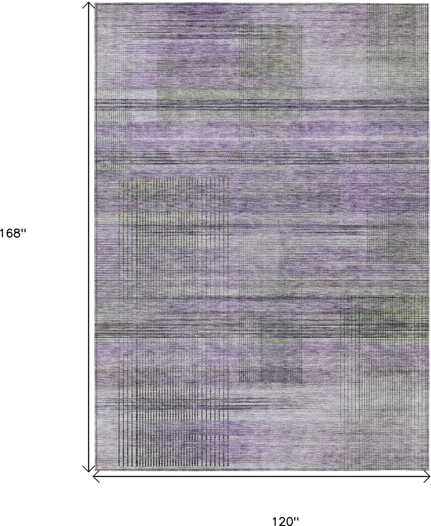 Purple Lavender And Gray Striped Washable Indoor Outdoor Area Rug Photo 3