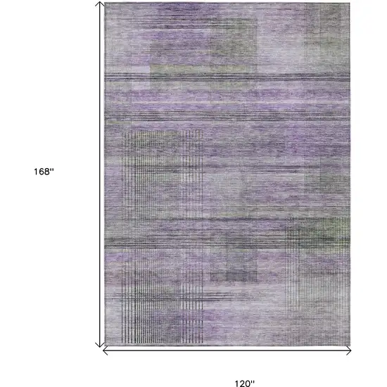 Purple Lavender And Gray Striped Washable Indoor Outdoor Area Rug Photo 3