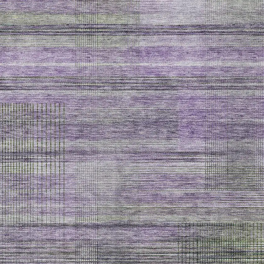 Purple Lavender And Gray Striped Washable Indoor Outdoor Area Rug Photo 6