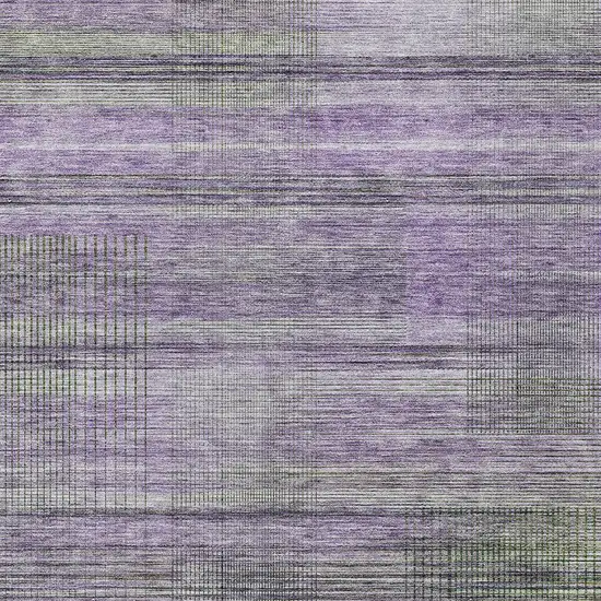 Purple Lavender And Gray Striped Washable Indoor Outdoor Area Rug Photo 6