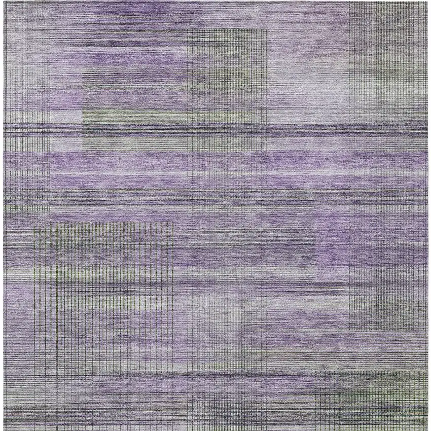 Purple Lavender And Gray Striped Washable Indoor Outdoor Area Rug Photo 7