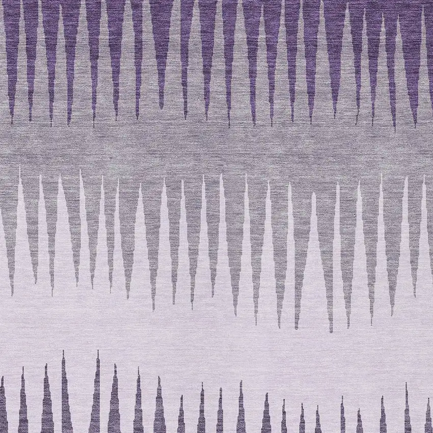 Purple Lavender And Gray Striped Washable Indoor Outdoor Area Rug Photo 6
