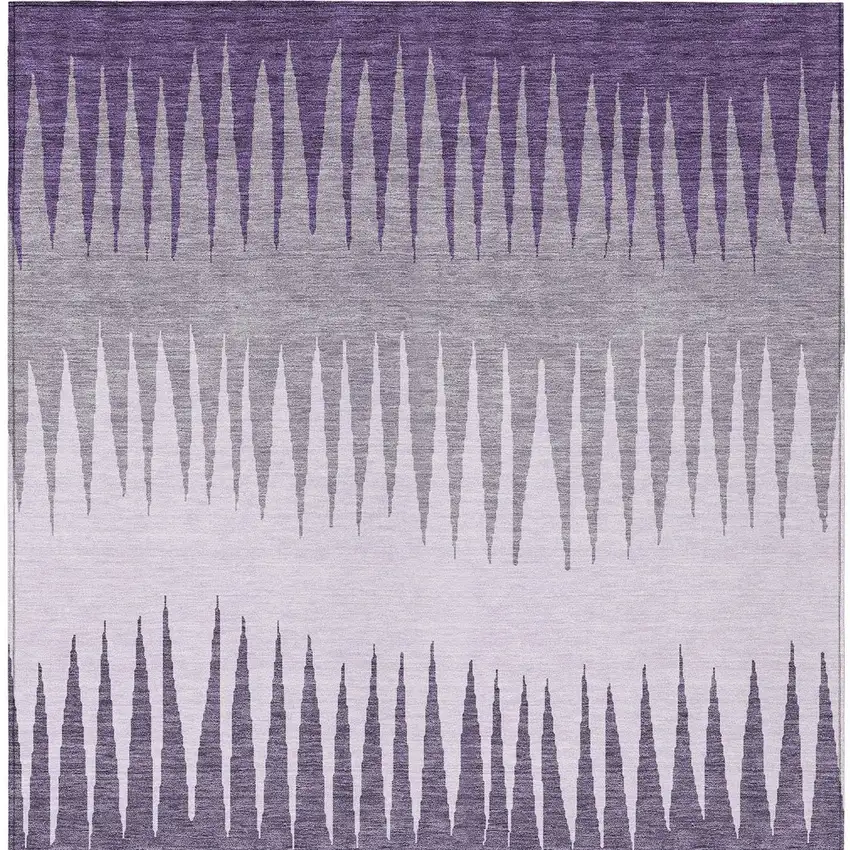 Purple Lavender And Gray Striped Washable Indoor Outdoor Area Rug Photo 7