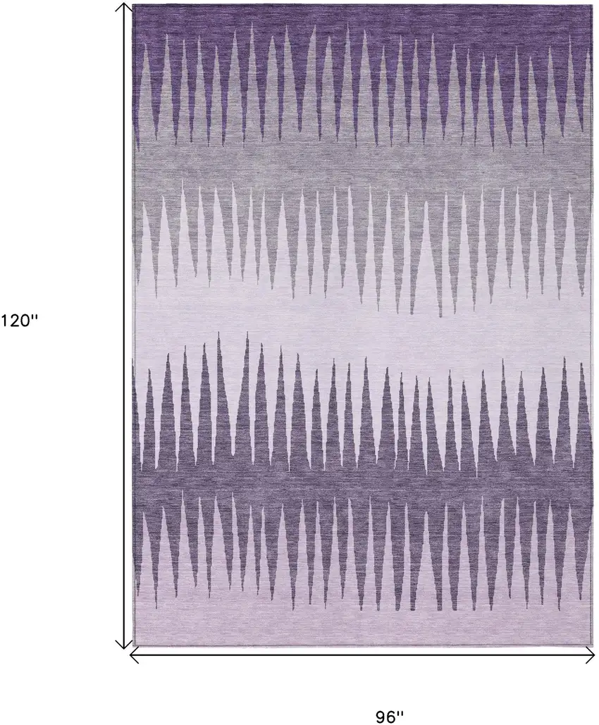 Purple Lavender And Gray Striped Washable Indoor Outdoor Area Rug Photo 3