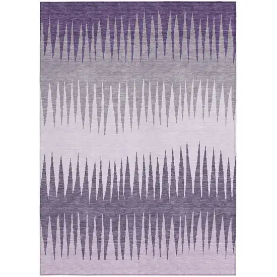 Purple Lavender And Gray Striped Washable Indoor Outdoor Area Rug Photo 6