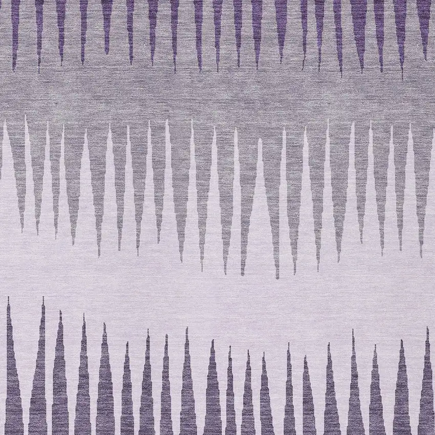 Purple Lavender And Gray Striped Washable Indoor Outdoor Area Rug Photo 6