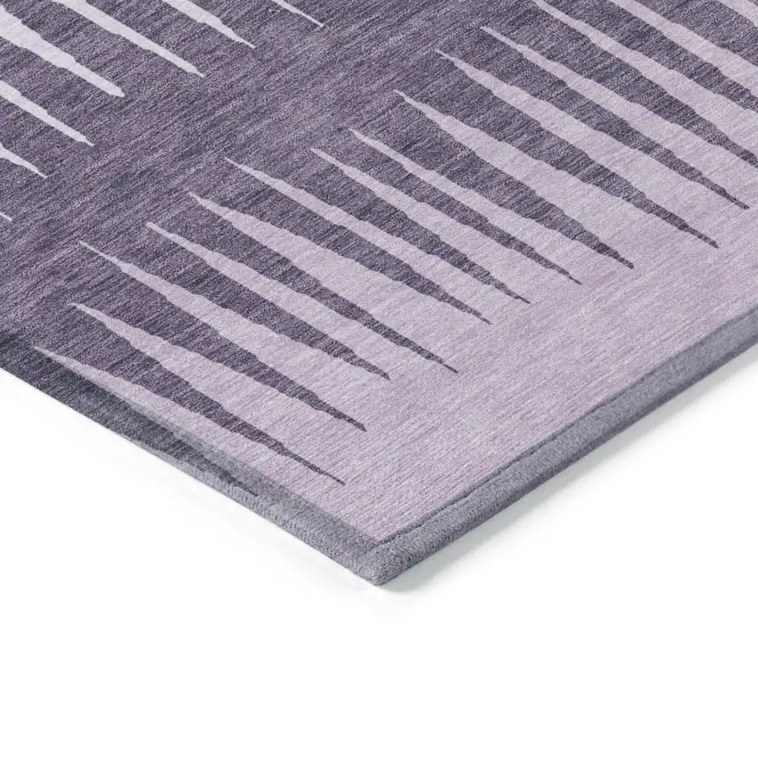 Purple Lavender And Gray Striped Washable Indoor Outdoor Area Rug Photo 5