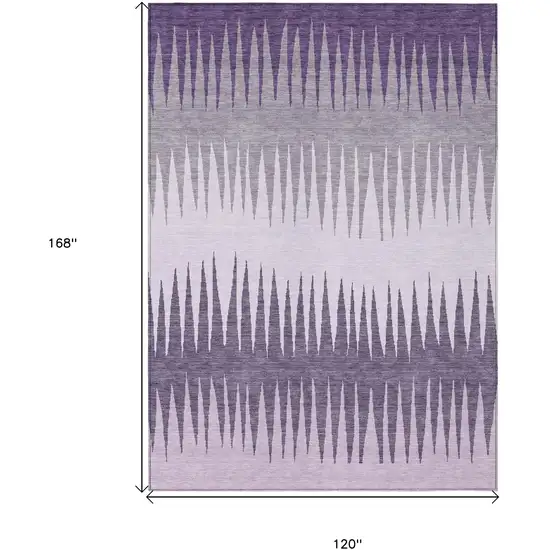 Purple Lavender And Gray Striped Washable Indoor Outdoor Area Rug Photo 3