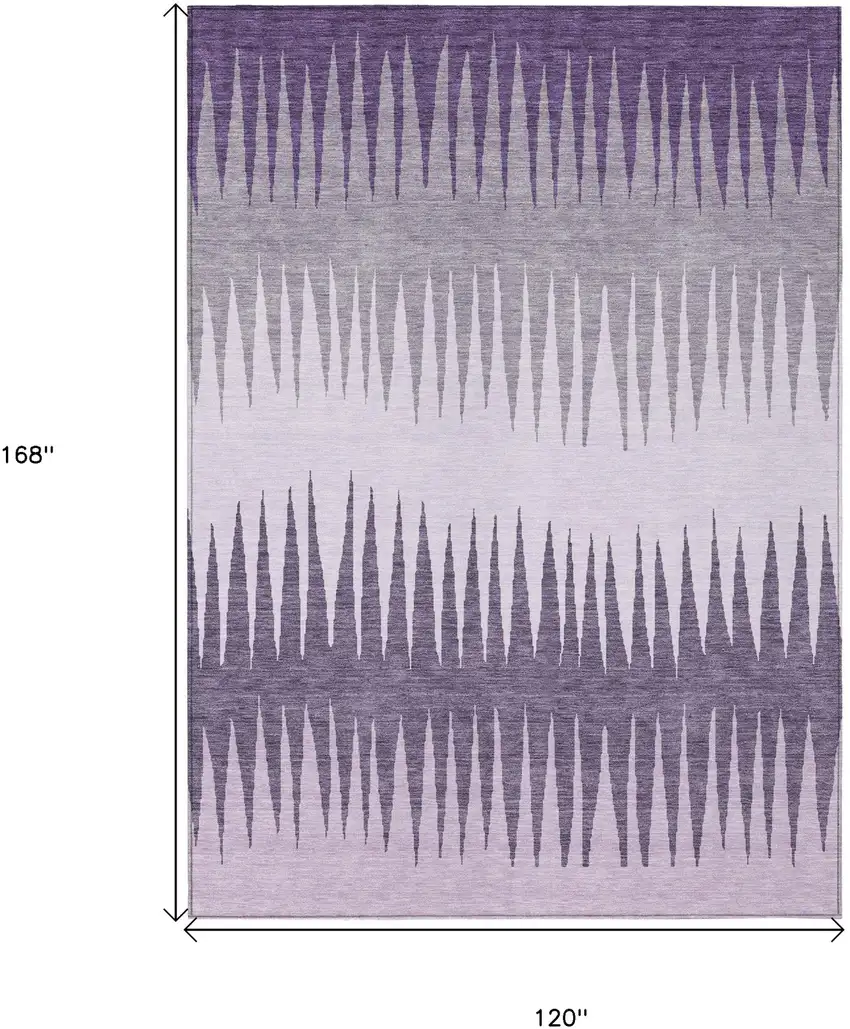 Purple Lavender And Gray Striped Washable Indoor Outdoor Area Rug Photo 3