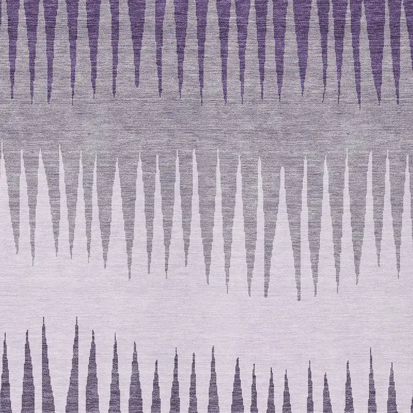 Purple Lavender And Gray Striped Washable Indoor Outdoor Area Rug Photo 6