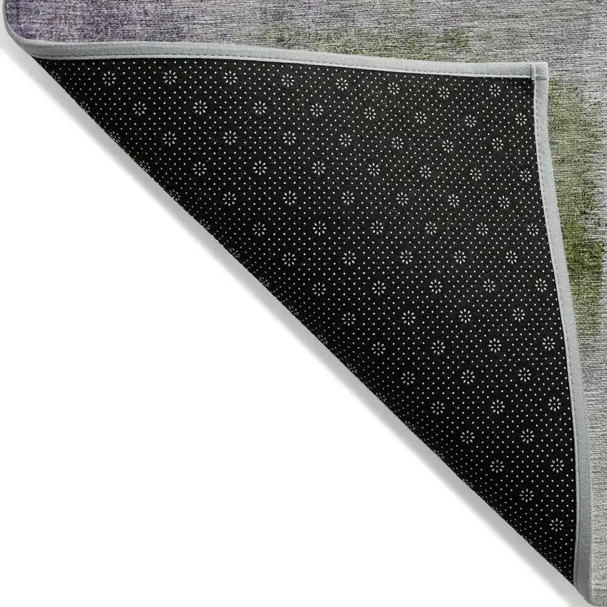 Purple Lavender And Green Abstract Washable Indoor Outdoor Area Rug Photo 4