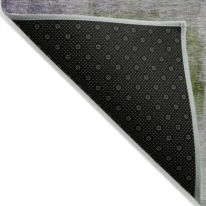 Purple Lavender And Green Abstract Washable Indoor Outdoor Area Rug Photo 4