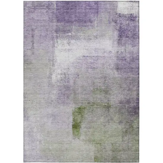 Purple Lavender And Green Abstract Washable Indoor Outdoor Area Rug Photo 7