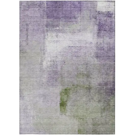 Purple Lavender And Green Abstract Washable Indoor Outdoor Area Rug Photo 7