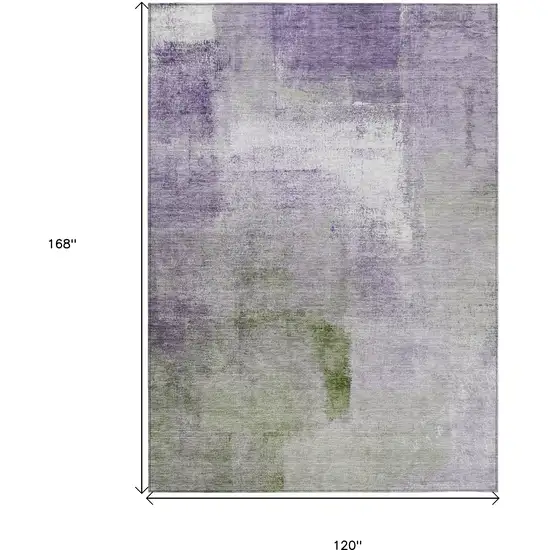 Purple Lavender And Green Abstract Washable Indoor Outdoor Area Rug Photo 3