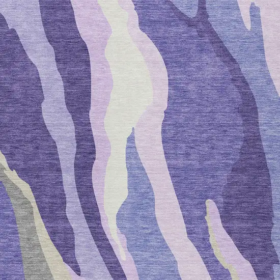 Purple Lavender And Ivory Abstract Washable Indoor Outdoor Area Rug Photo 6