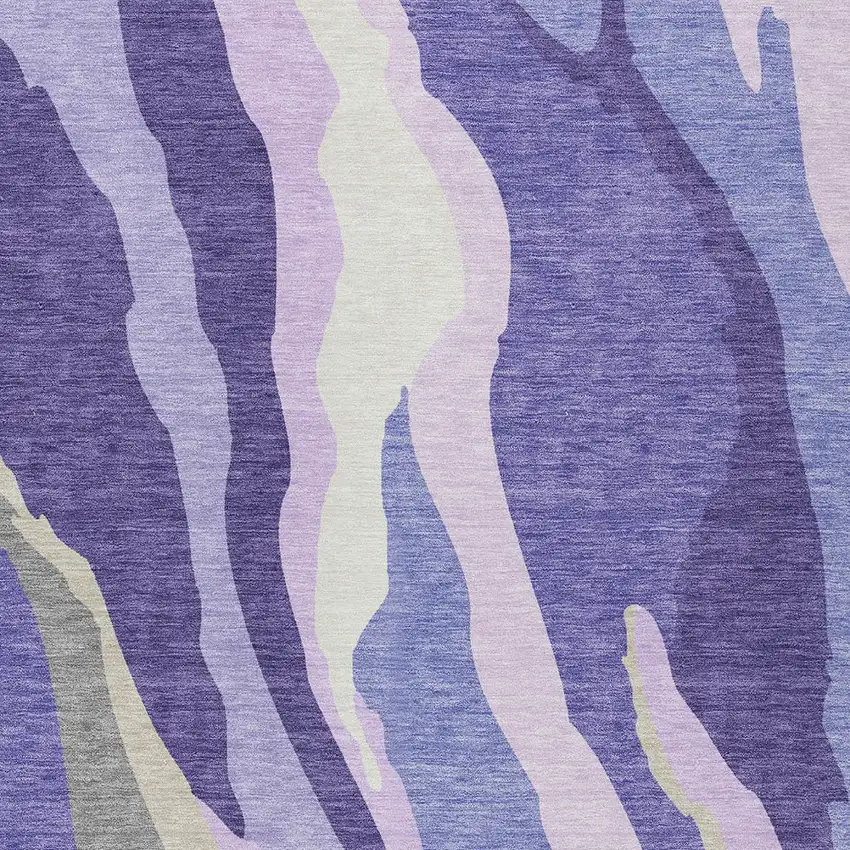 Purple Lavender And Ivory Abstract Washable Indoor Outdoor Area Rug Photo 6
