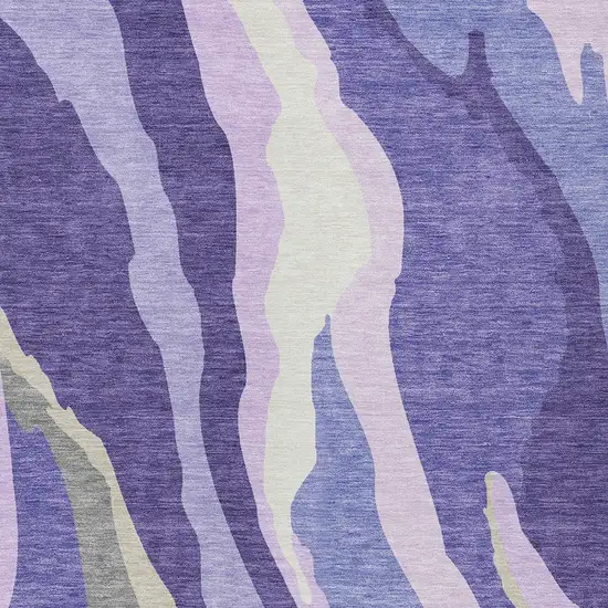 Purple Lavender And Ivory Abstract Washable Indoor Outdoor Area Rug Photo 6