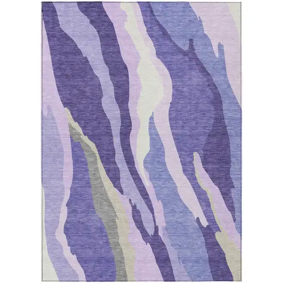 Purple Lavender And Ivory Abstract Washable Indoor Outdoor Area Rug Photo 2