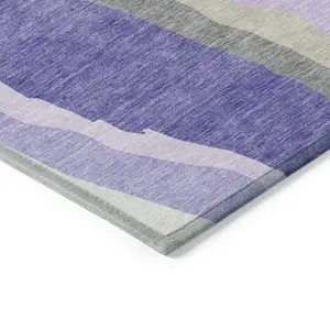 Photo of Purple Lavender And Ivory Abstract Washable Indoor Outdoor Area Rug