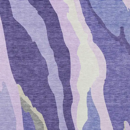 Purple Lavender And Ivory Abstract Washable Indoor Outdoor Area Rug Photo 7