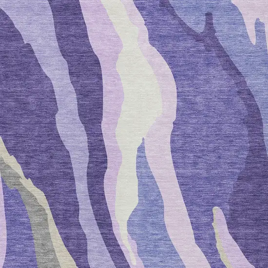 Purple Lavender And Ivory Abstract Washable Indoor Outdoor Area Rug Photo 6