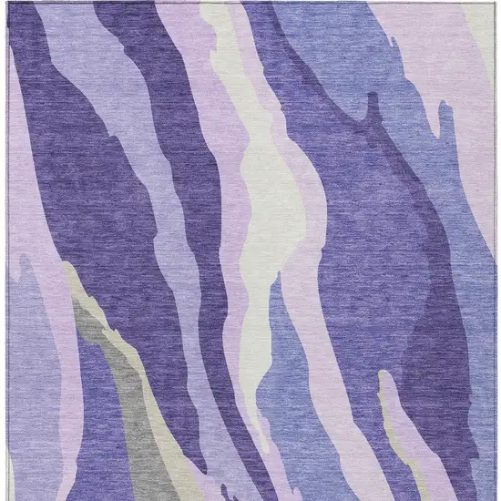 Purple Lavender And Ivory Abstract Washable Indoor Outdoor Area Rug Photo 6