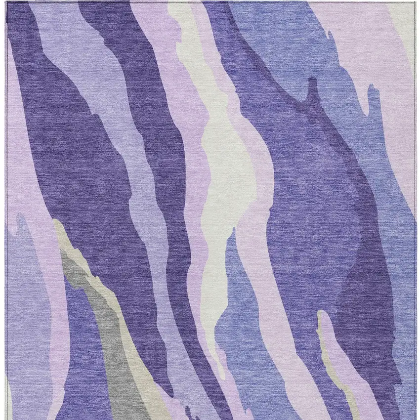 Purple Lavender And Ivory Abstract Washable Indoor Outdoor Area Rug Photo 6