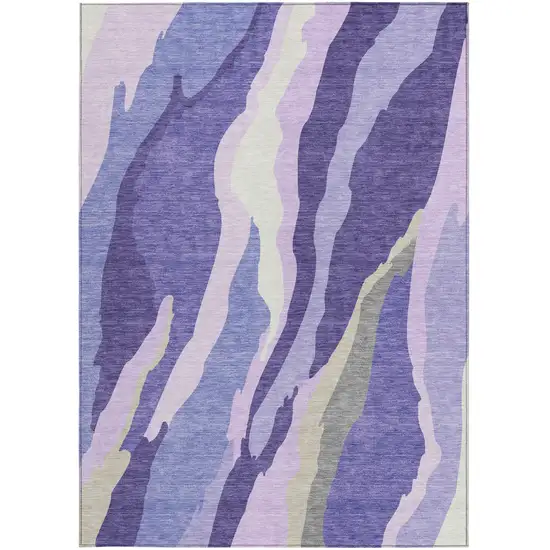 Purple Lavender And Ivory Abstract Washable Indoor Outdoor Area Rug Photo 7