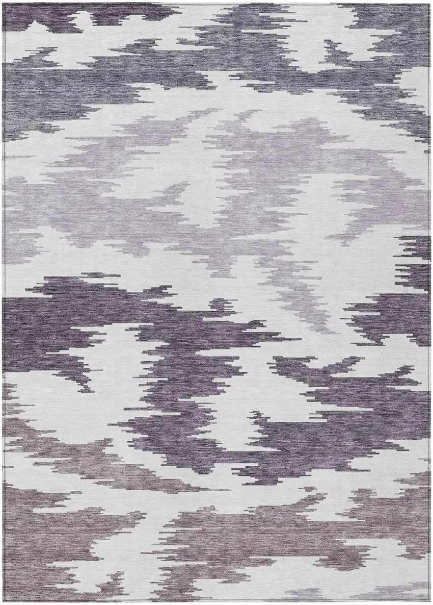 Purple Lavender And Ivory Abstract Washable Indoor Outdoor Area Rug Photo 2