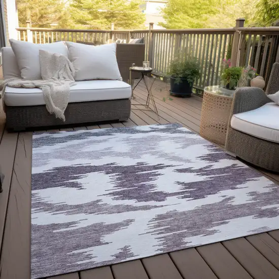 Purple Lavender And Ivory Abstract Washable Indoor Outdoor Area Rug Photo 8